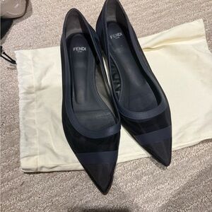 Fendi Black + Navy Mesh Flats